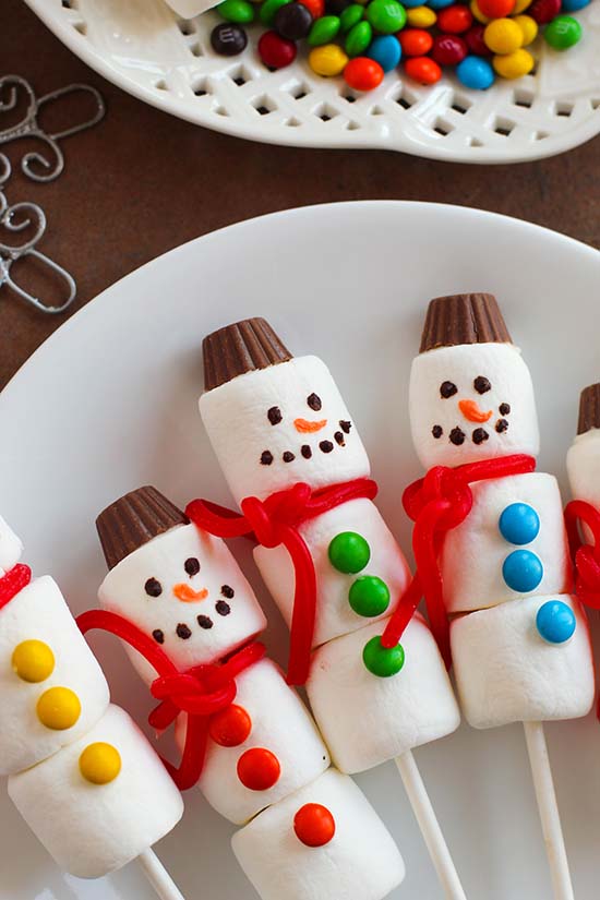 marshmallow snowman pops treats fountainof30
