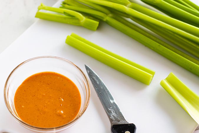 celery sticks with peanut butter fountainof30