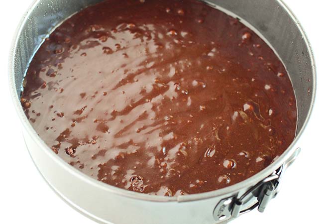 Brownie batter in springform pan fountainof30