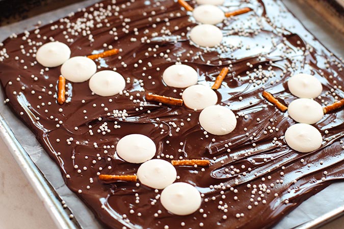 no bake snowman chocolate bark fountainof30