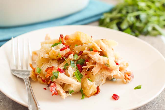 Creamy Chicken Casserole on a plate fountainof30