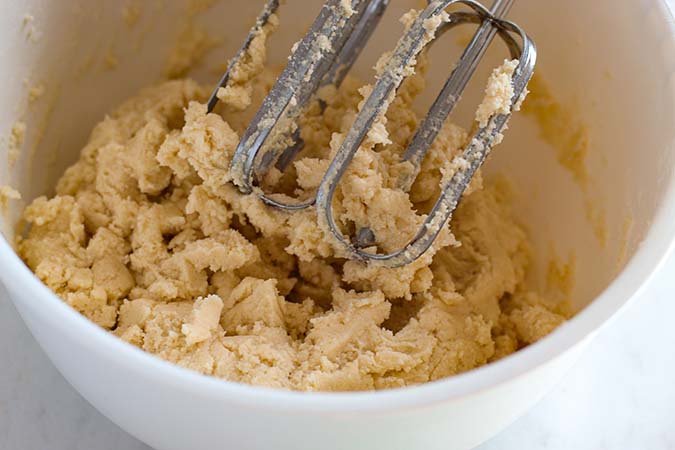 sugar cookies batter in mixer fountainof30