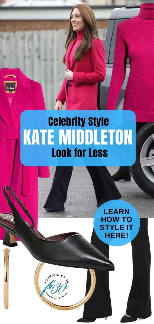 kate middleton pink coat black flare pants outfit fountainof30