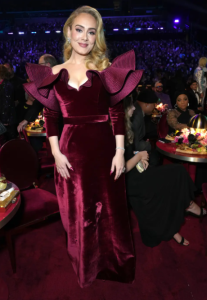 adele LV burgundy gown grammy awards 2023 fountainof30