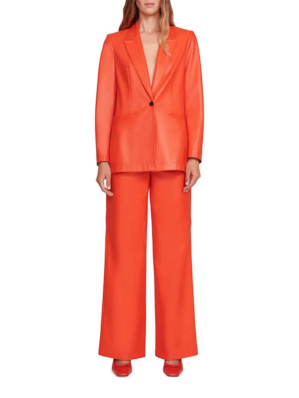 Staud coral faux leather suit fountainof30