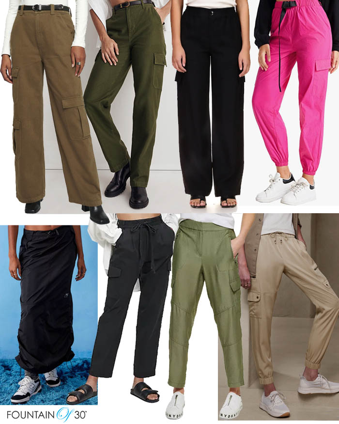 cargo pants for women over 50 olive wide leg jogger