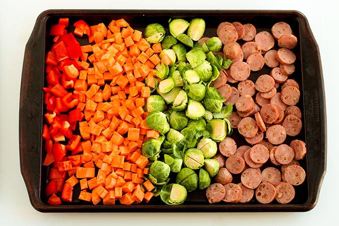 sausage and veggies sheet pan fountainof30