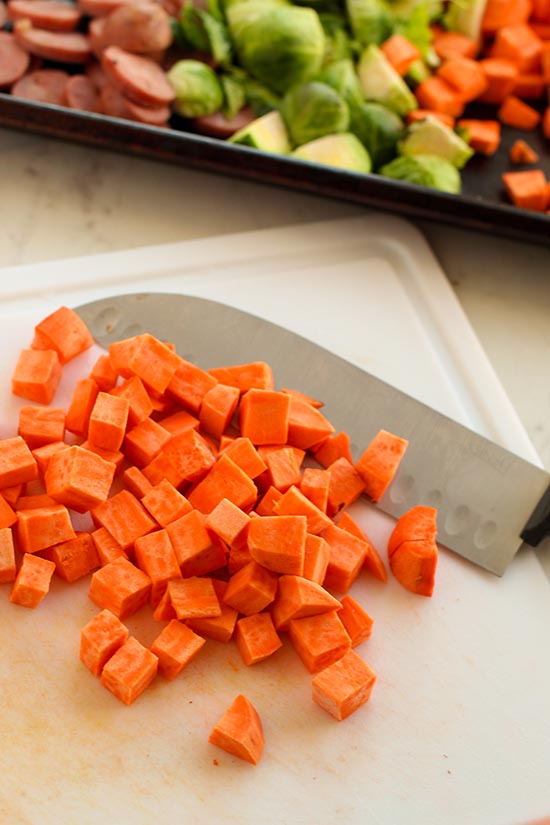 peel and cube sweet potatoes fountainof30