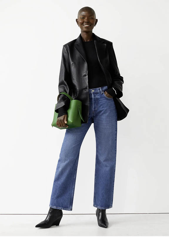 & Other Stories black oversized leather jacket fountainof30