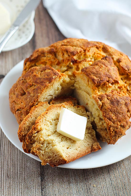 gluten-free irish soda bread sliced with butter pat fountainof30