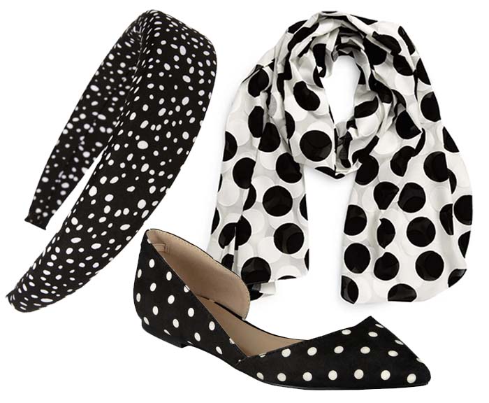 polka dot accessories headband flat shoe scarf fountainof30