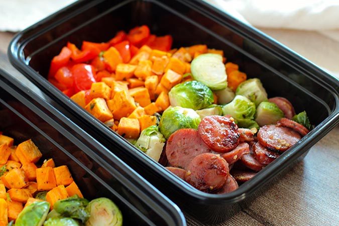 meal prep ideas baked sausage and vegetables fountainof30