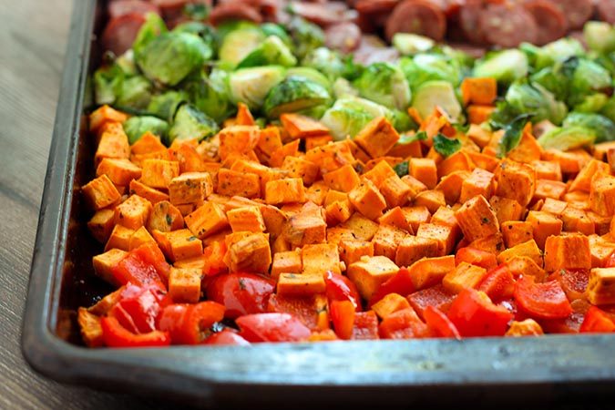 roasted sausage and veggies sheet pan fountainof30