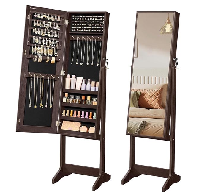 SONGMICS Mirror Jewelry Cabinet Armoire