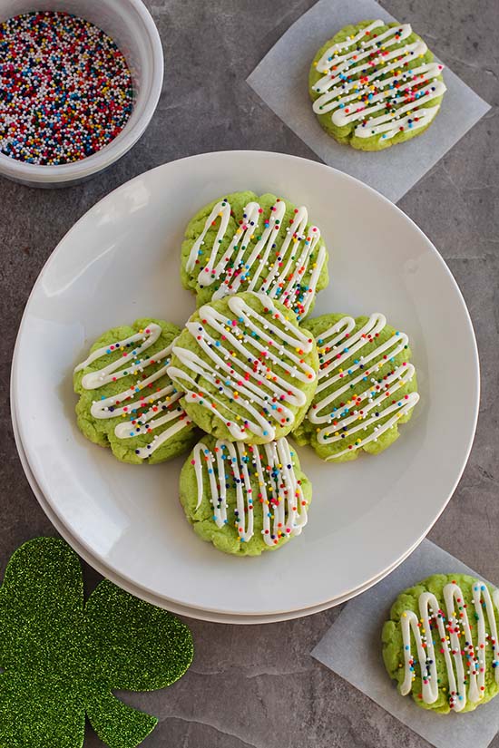 lucky lime cake mix cookies white plate sprinkles fountainiof30
