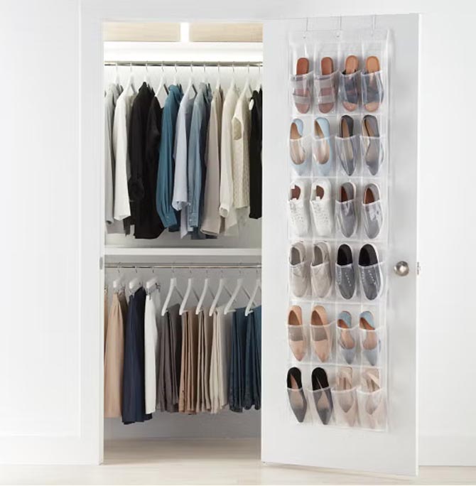 24-Pocket PEVA Over the Door Shoe Bag