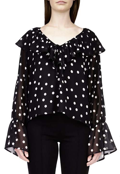 sanctuary polka dot ruffle blouse fountainof30