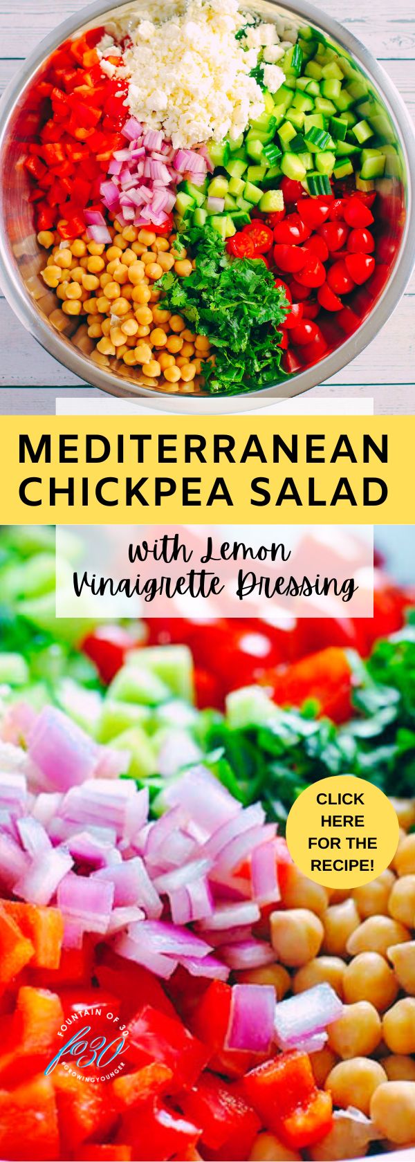 Healthy Chickpea Salad with Lemon Vinaigrette Dressing recipe fountainof30