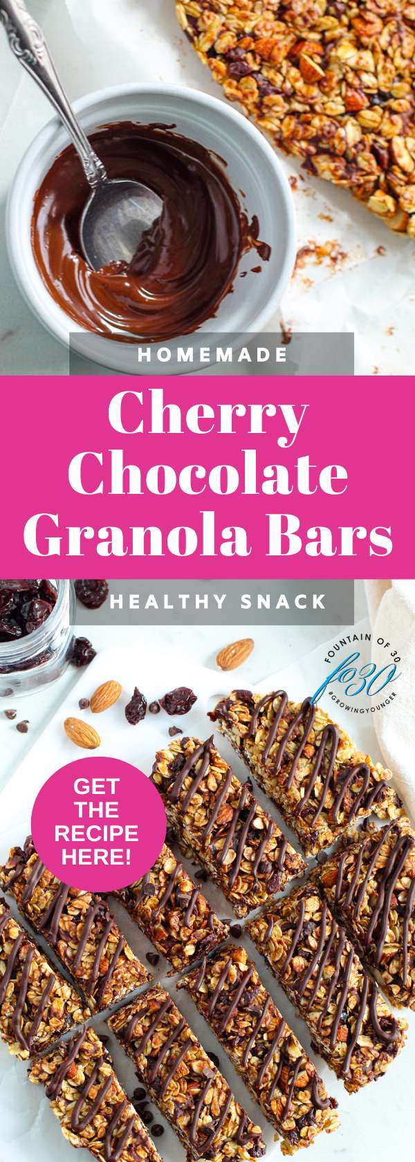 cherry chocolate drizzle granola bars recipe fountainof30