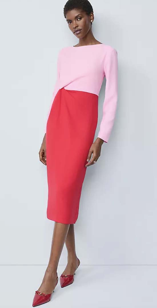 Ann Taylor Colorblock Twist Midi Dress