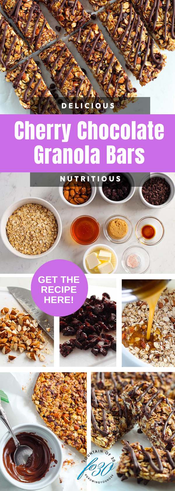 healthy snack cherry chocolate almond granola bars fountainof30