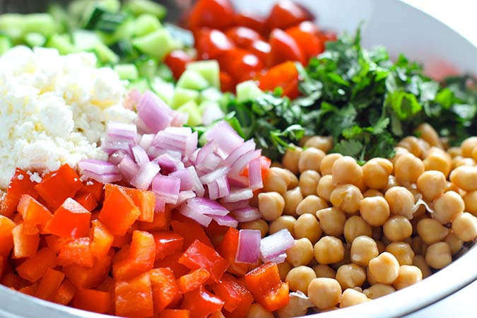 chickpea salad colorful ingredients close up fountainof30