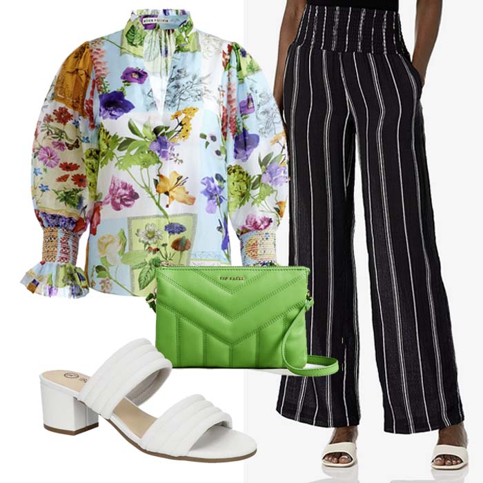 mixing floral orint with stripe pants fountainof30