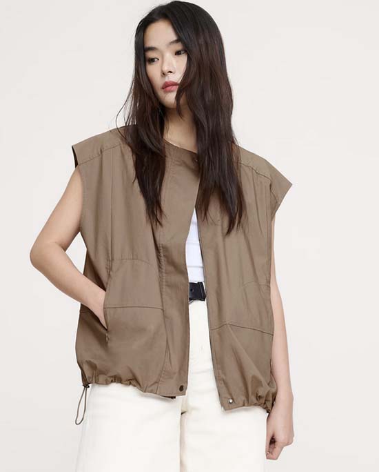 Cotton Poplin Bubble-Hem Top Pareachute trend