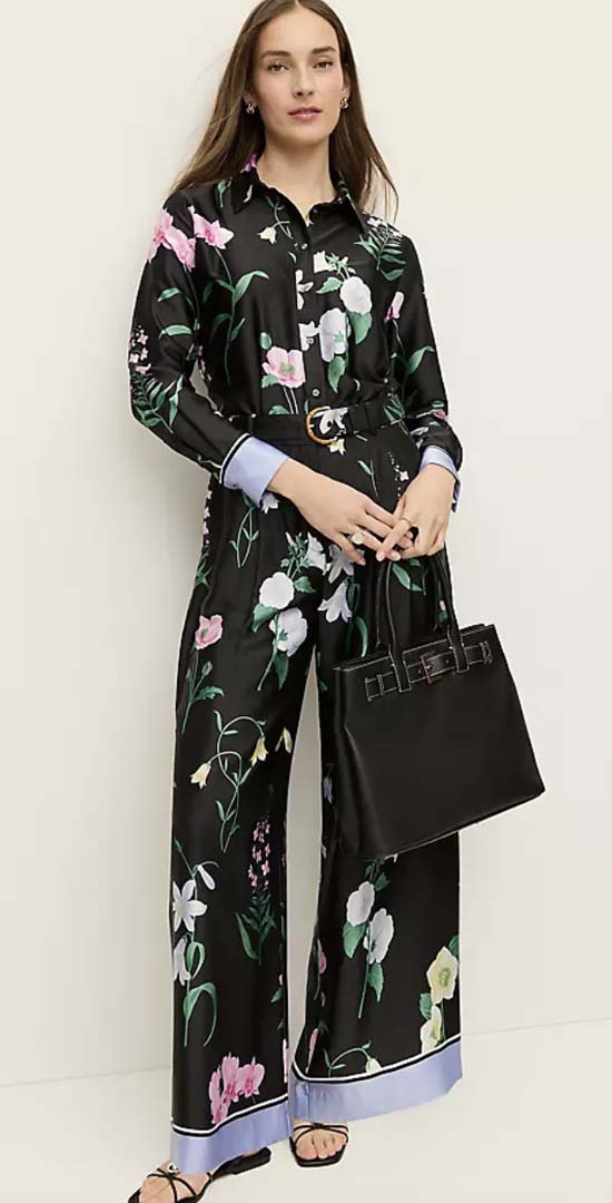 scarf print Floral Satin Shirt and pants
