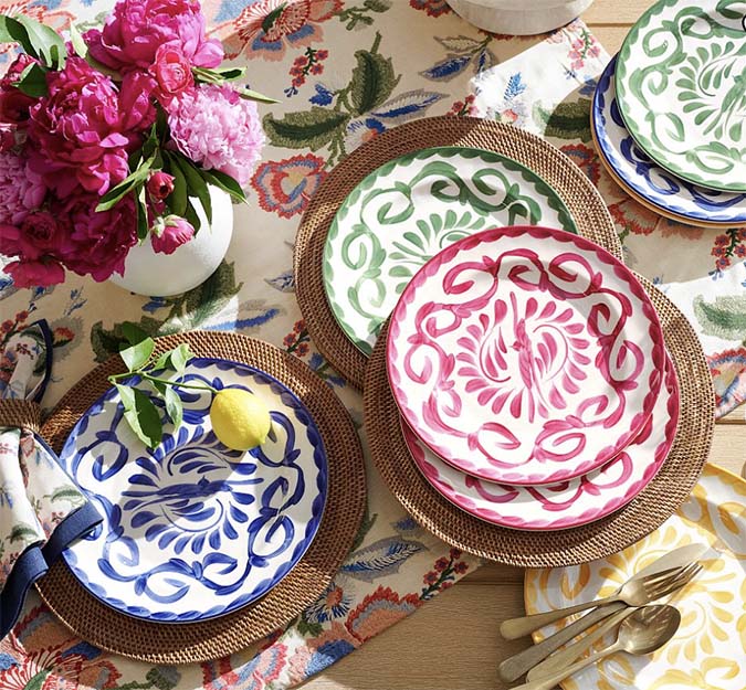 Pottery Barn Puebla Outdoor Melamine Dinner Plates