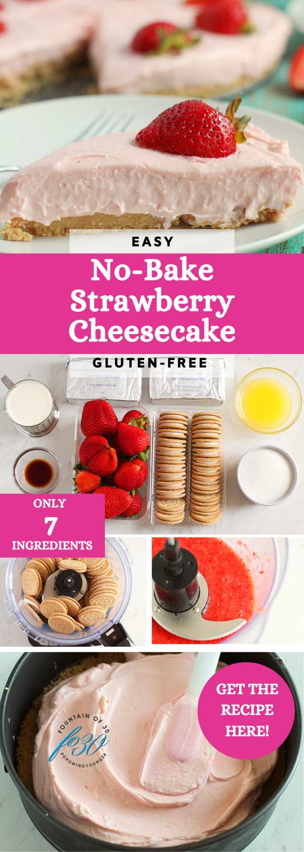 easy no-bake fresh strawberry cheesecake gluten-free fountainof30