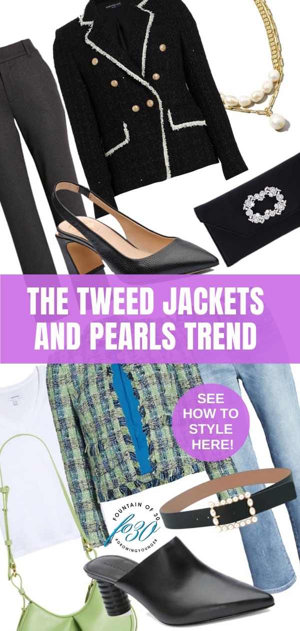 tweed jackets and pearls outfits for women over 50