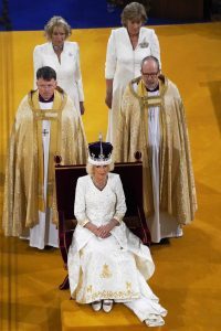 the kings coronation day Queen Camilla wears Bruce Odfield