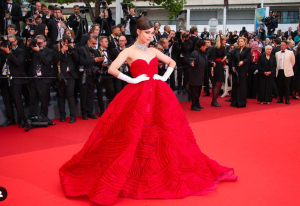 Sofia Carson in red Elie Saab