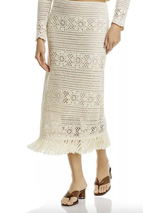 Crochet Fringe Midi Skirt fountainof30