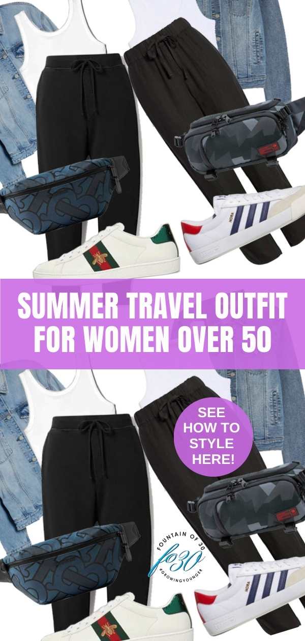 how to style a summer travel outfit for women over 50 high end or low priced fountainof30