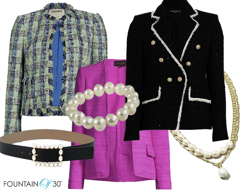 tweed jackets and pearls trend fountainof30