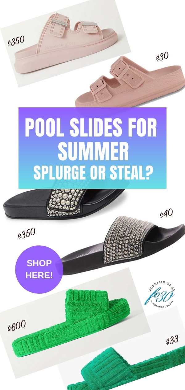 summer pool slides and rubber sandals fountainof30