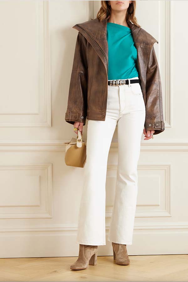 Isabel Marant Belvira high-rise white flared jeans
