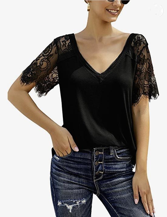 lace sleeve top fountainof30