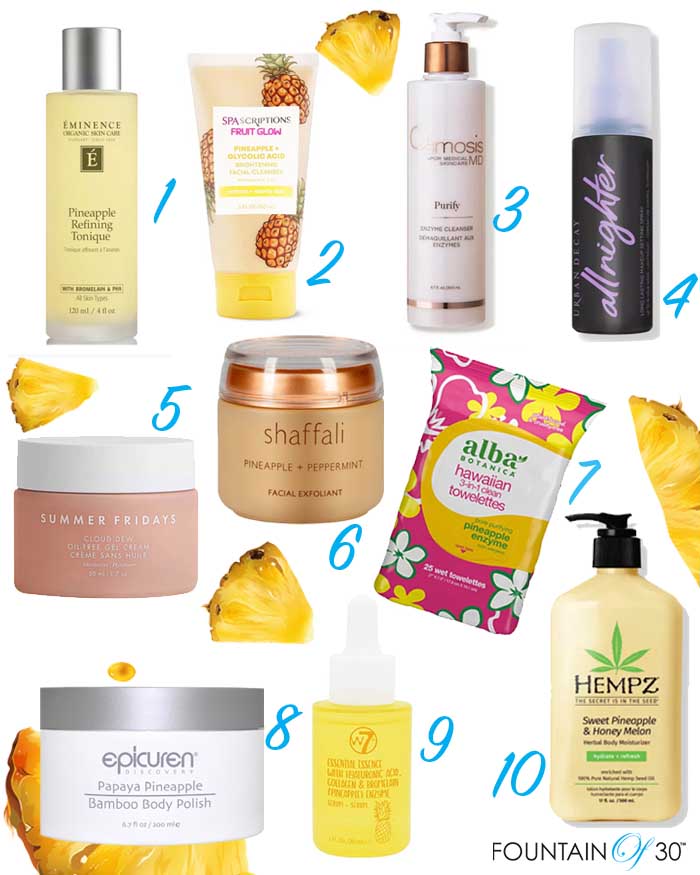 pineapple skincare products fountainof30