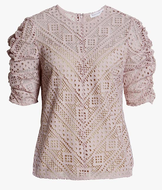 blush colkor Chevron Stripe Lace Top fountainof30