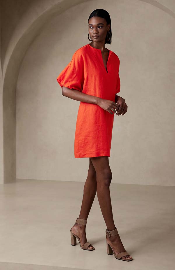 orange Linen Mini Dress fountainof30