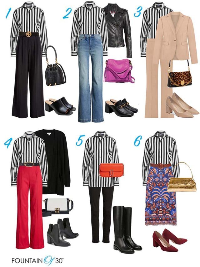 6 Different Ways To Wear A Black and White Striped Button Down Shirt ...
