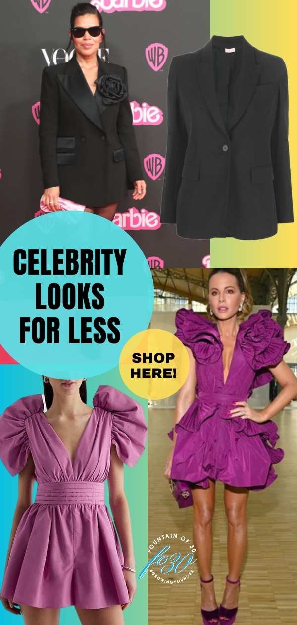 celebrity looks for less America Ferrera black blazer Kate Beckinsale pink dress fountainof30