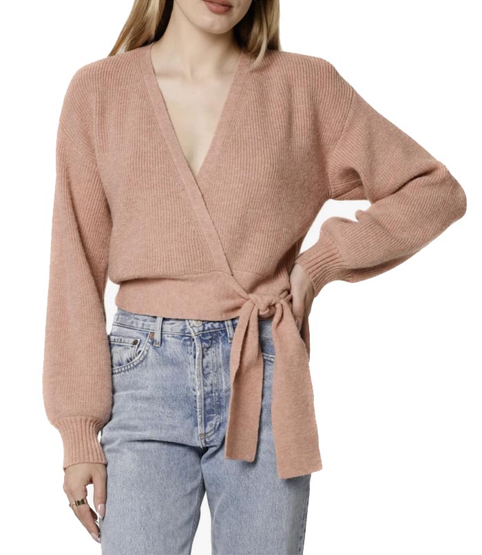 blush oink Wrap Sweater balletcore fountainof30