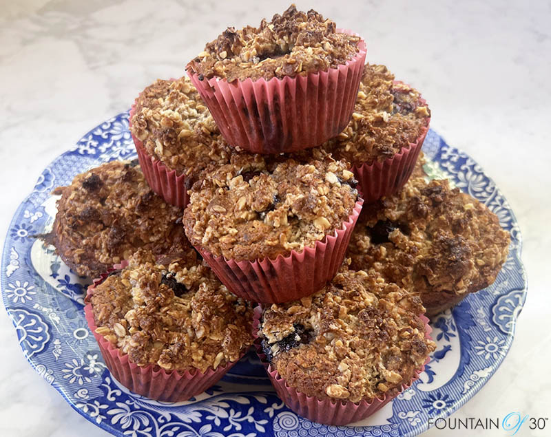 blueberry oatmeal protein muffins fountainof30
