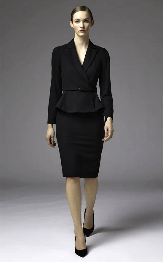 lk bennett black pencil peplum skirt suit fountainof30