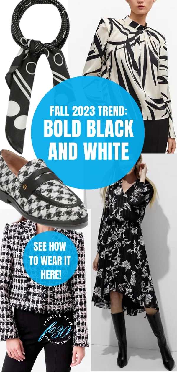 bold black and white trend for women over 50 fountainof30