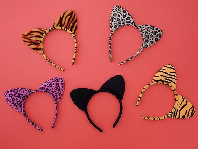 Cat Ears Headbands 5Pack Cat Tiger Leopard Ear Headbands for Halloween fountainof30